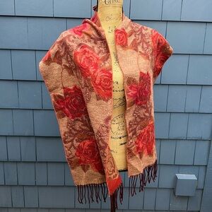 Gorgeous, soft burgundy floral rose scarf